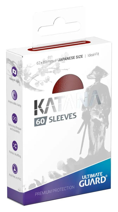 Forpakning med 60 rød sleeves i japansk størrelse, forside