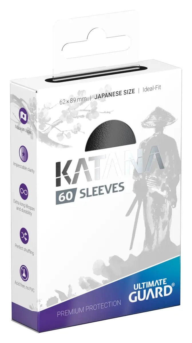 Forpakning med 60 svart sleeves i japansk størrelse, forside