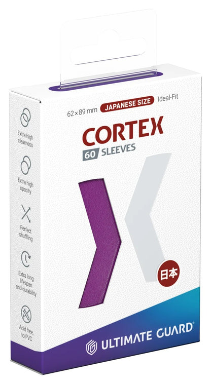 Forpakning med 60 lilla sleeves i japansk størrelse, forside