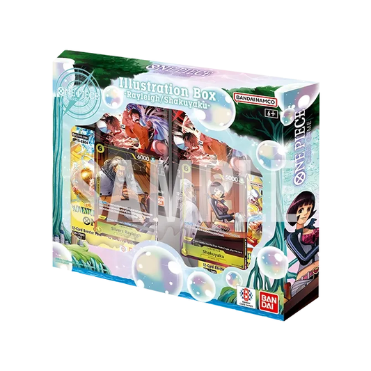 One Piece Illustration Box IB-07 – lys eske i pastellfarger med bobler og trerøtter, med Shakuyaku på siden