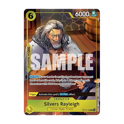 Promokort Silvers Rayleigh OP14-108 – Silvers Rayleigh som ler med et glass i hånden