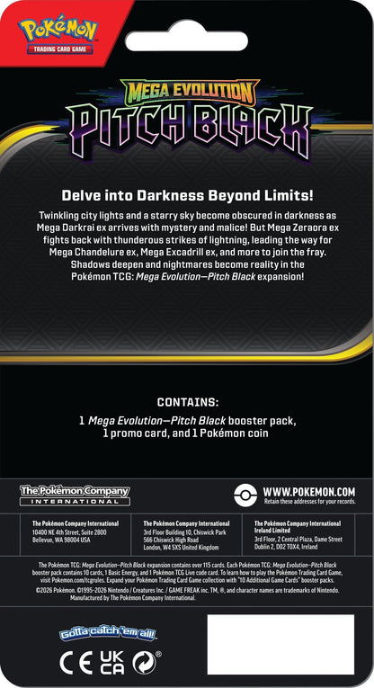Pokemon Pitch Black Checklane Blister Sett - bakside med informasjon om innhold
