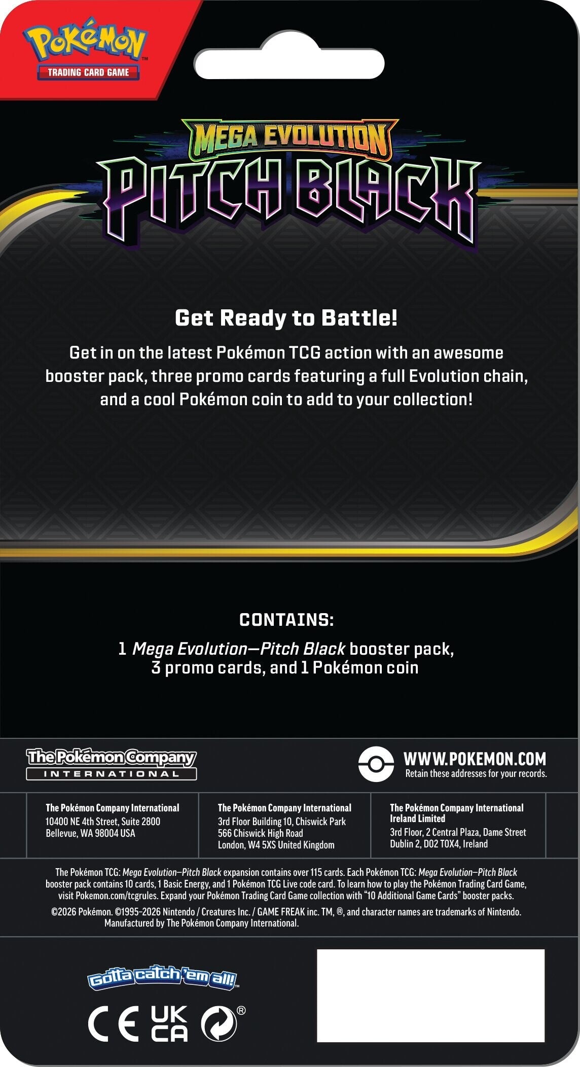 Pokemon Pitch Black Premium Checklane Blister Sett - bakside med informasjon om innhold