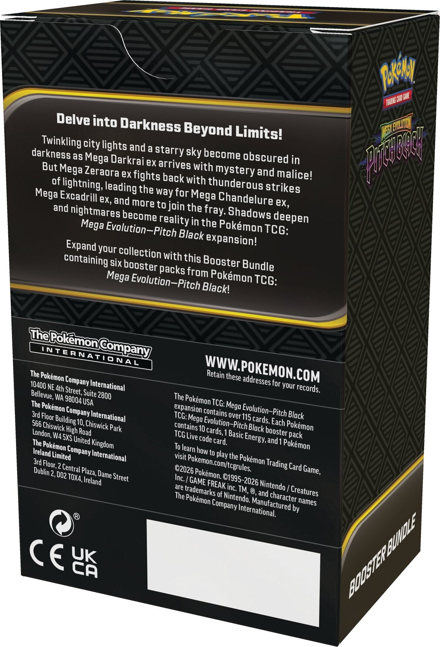 Pokemon Pitch Black Booster Bundle - bakside med informasjon om utvidelsen
