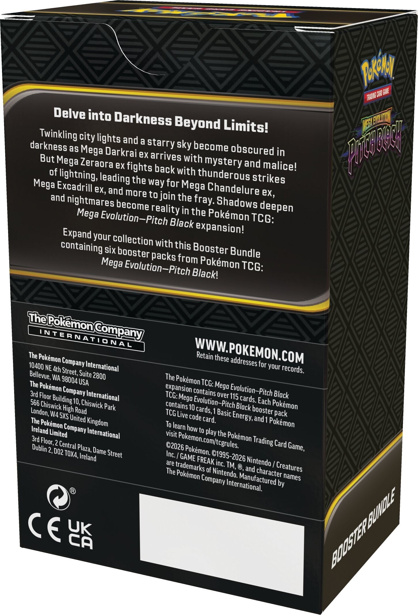 Pokemon Pitch Black Booster Bundle - bakside med informasjon om utvidelsen