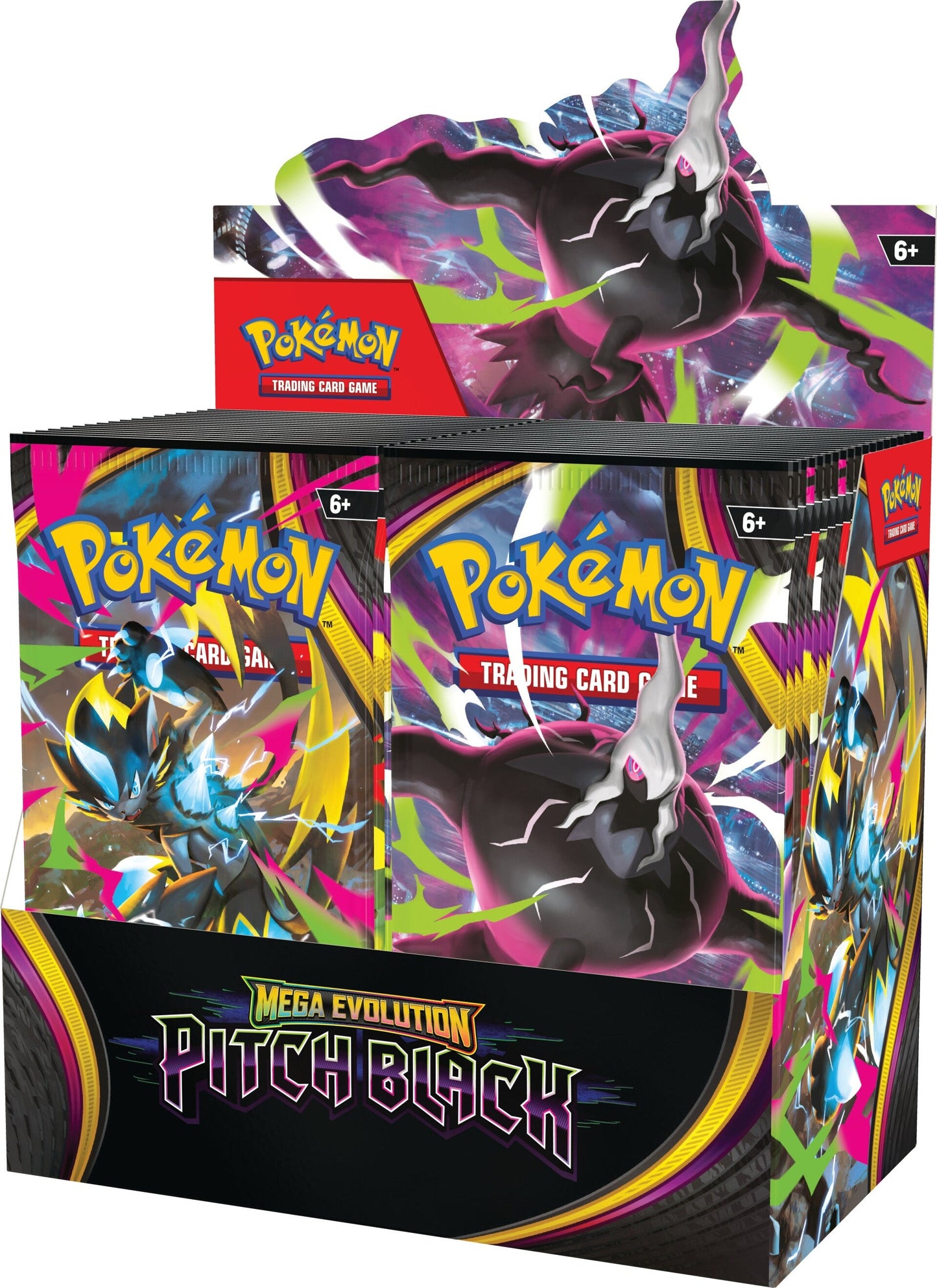 Pokemon Pitch Black Booster Box - sett skråstilt fra høyre side