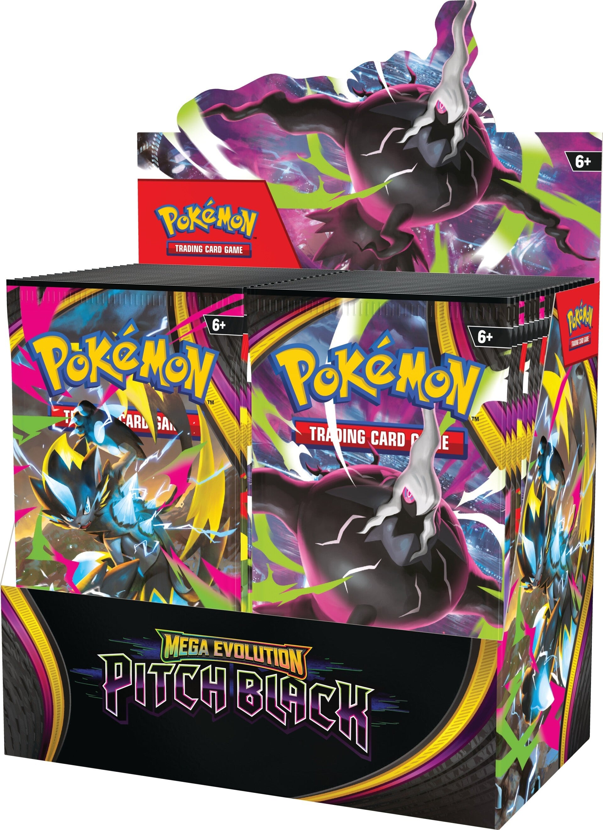 Pokemon Pitch Black Booster Box - sett skråstilt fra høyre side