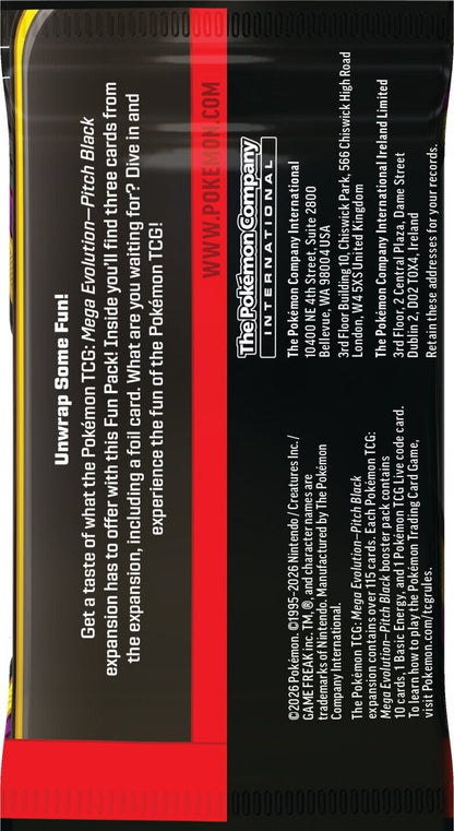 Pokemon Pitch Black Booster Pakke - bakside med informasjon om pakken