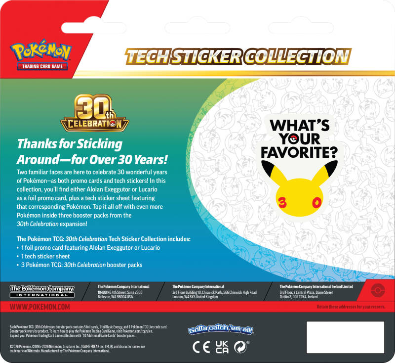 Pokemon 30th Celebration Tech Sticker Collection Alolan Exeggutor