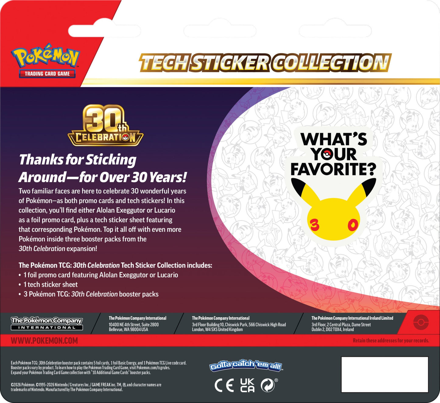 Pokemon 30th Celebration Tech Sticker Collection Lucario