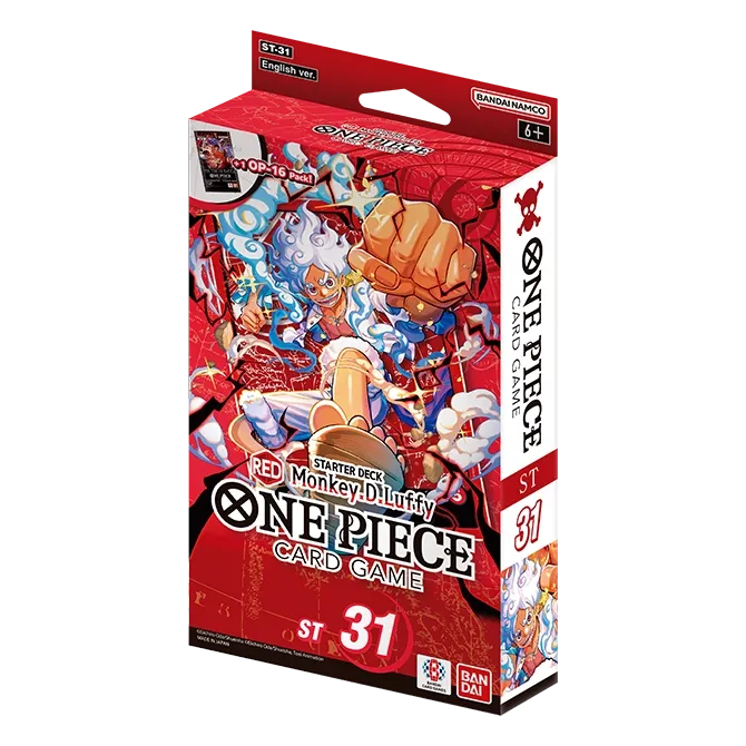One Piece ST-31 Starter Deck – rød eske med Monkey D. Luffy i Gear 5 som slår med en gigantisk knyttneve