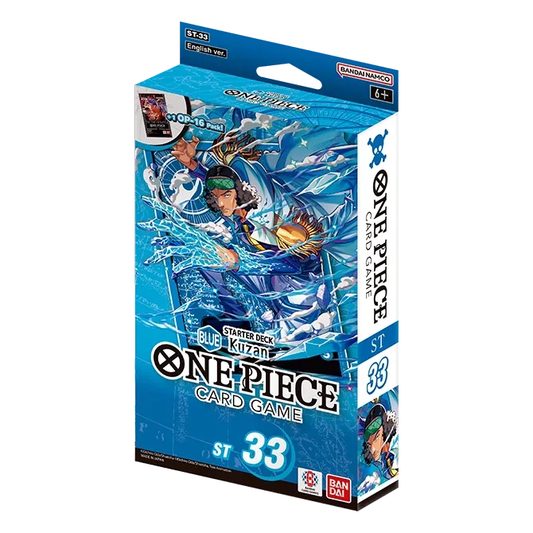 One Piece ST-33 Starter Deck – blå eske med Kuzan omgitt av is og frosne bølger
