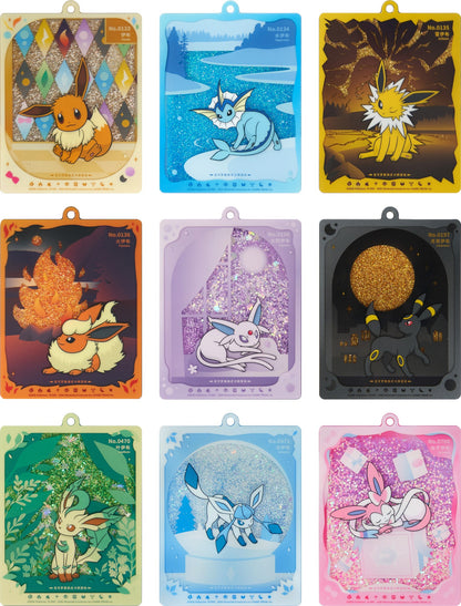 Pokemon Terastal Gathering Kinesisk Display Charm Gift Box – ni charms med Eevee-utviklingene