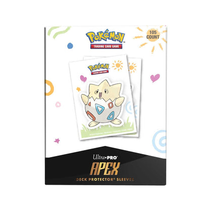 Togepi Apex Deck Protector sleeves i uåpnet pakke med 105 stk, Ultra Pro Apex-logo nederst
