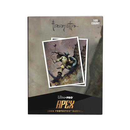 Forsiden av pakken med Frazetta-sleeves og Ultra Pro Apex-logo nederst
